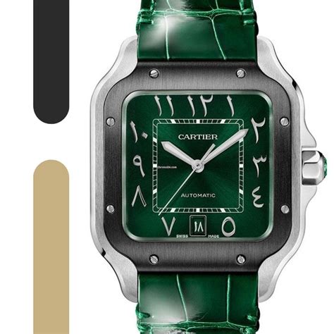 cartier santos arabic dial green|cartier santos middle east price.